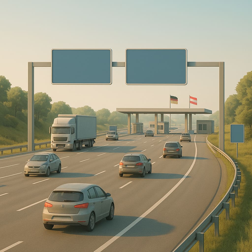 Grenznahe Autobahnstrecke zwischen Deutschland und Österreich